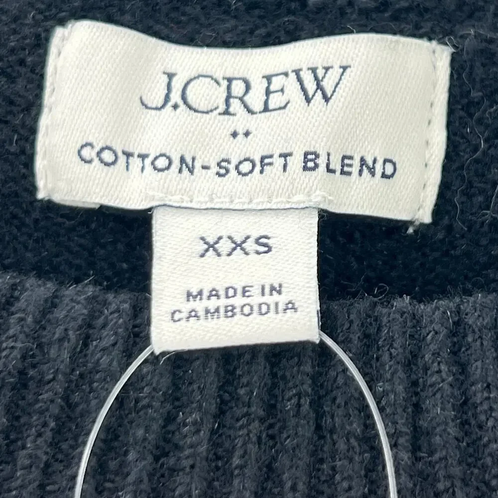 J. Crew Women's Cotton-Blend Knit Crew-Neck Sweater Black Size XXS/XS NWT